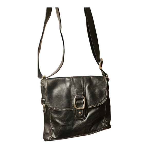 Women's Vintage Fossil Leather Crossbody Bag Black - Picture 15 of 16